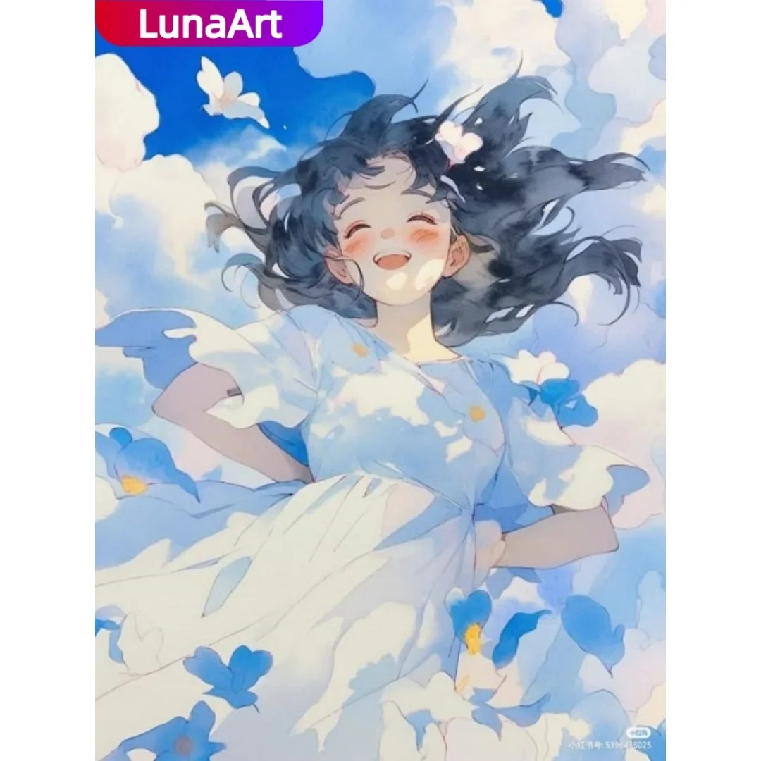 

White-Clad Girl Art Digital Oil Painting DIY Kit: Hand-painted Oil Painting, Frameless Digital Coloring, Home Decor