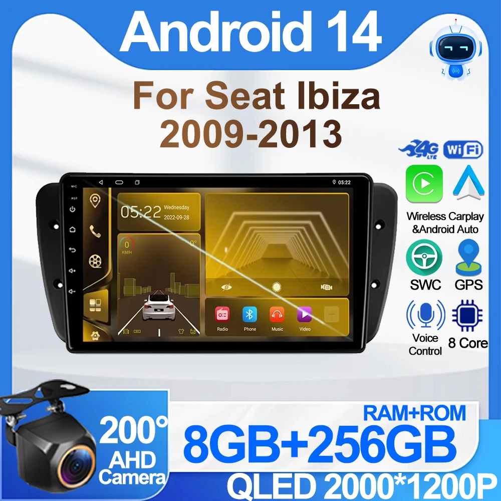 

Car Android For Seat Ibiza 2009-2013 2 din Multimedia Video Player GPS Navigation Carplay Bluetooth Touch Screen 8 Core Wifi 5G