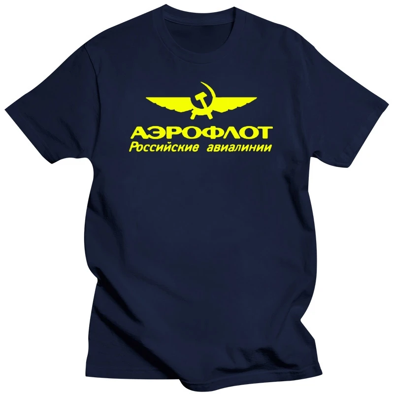 AEROFLOT Russian Airlines CCCP USSR Cool Retro T Shirt Men Cotton T-Shirt Printed  T Shirt Top Tee Short Sleeve Brand