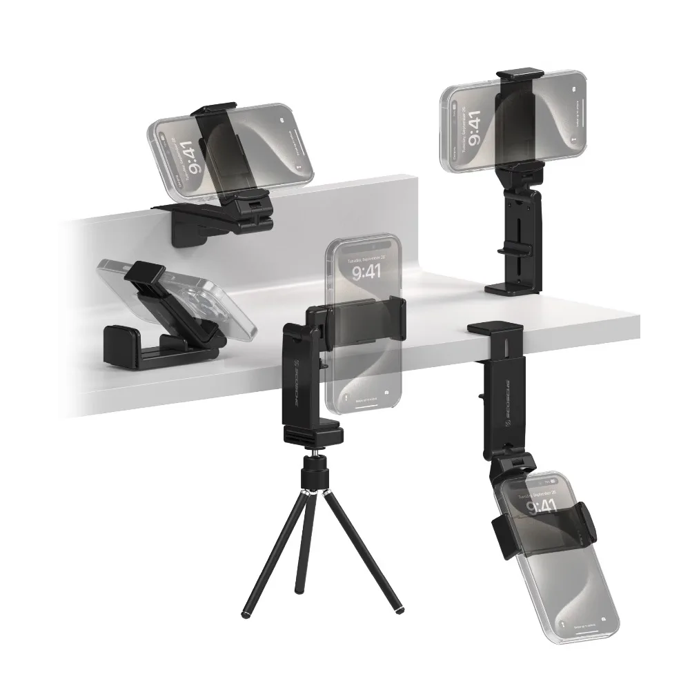 

Universal 360 Degree Adjustable Lightweight Compact Portable Travel Phone Mount Stand Holder for Car Desk Tripod Black