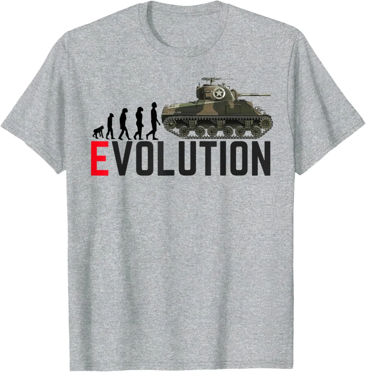 Funny Evolution  US Army M4 Sherman Tank T-Shirt 100% Cotton O-Neck Short Sleeve Summer Casual Mens T-shirt Streetwear