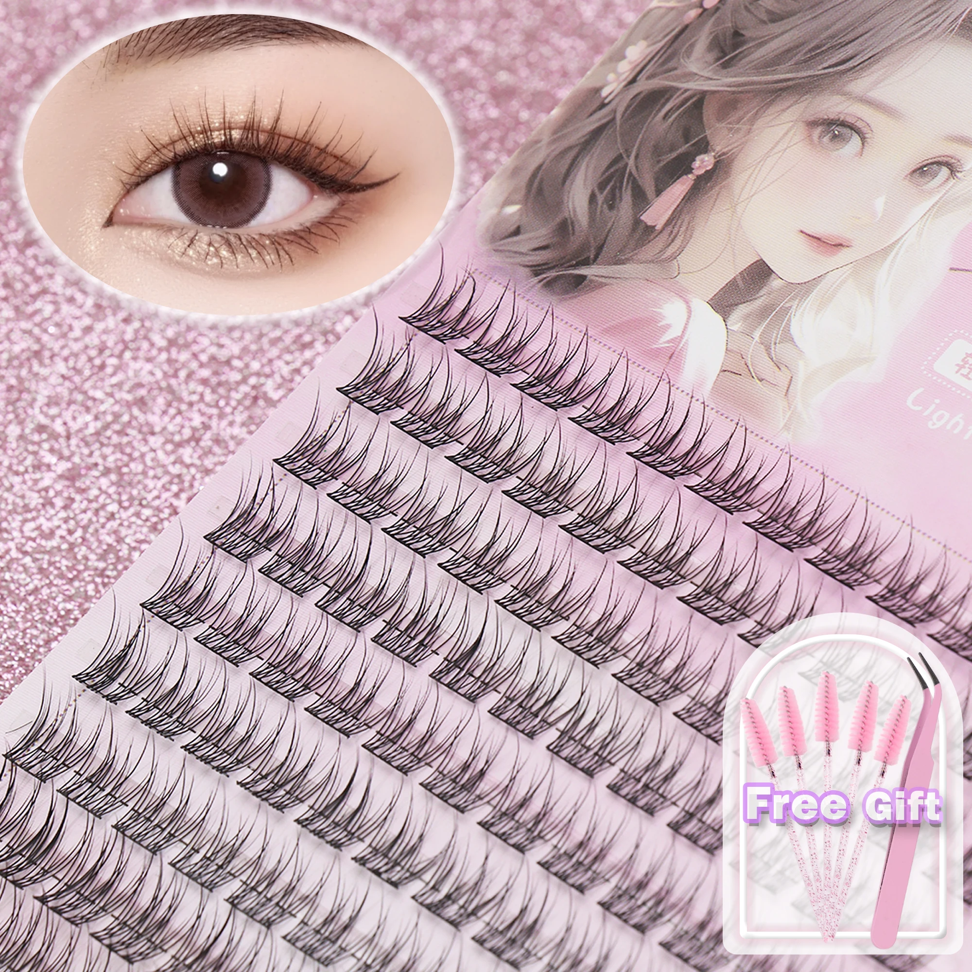 Ciglia finte naturali Cluster singolo Ciglia di visone 3D soffici e morbide Ciglia lunghe riunioni di lavoro quotidiano ciglia finte