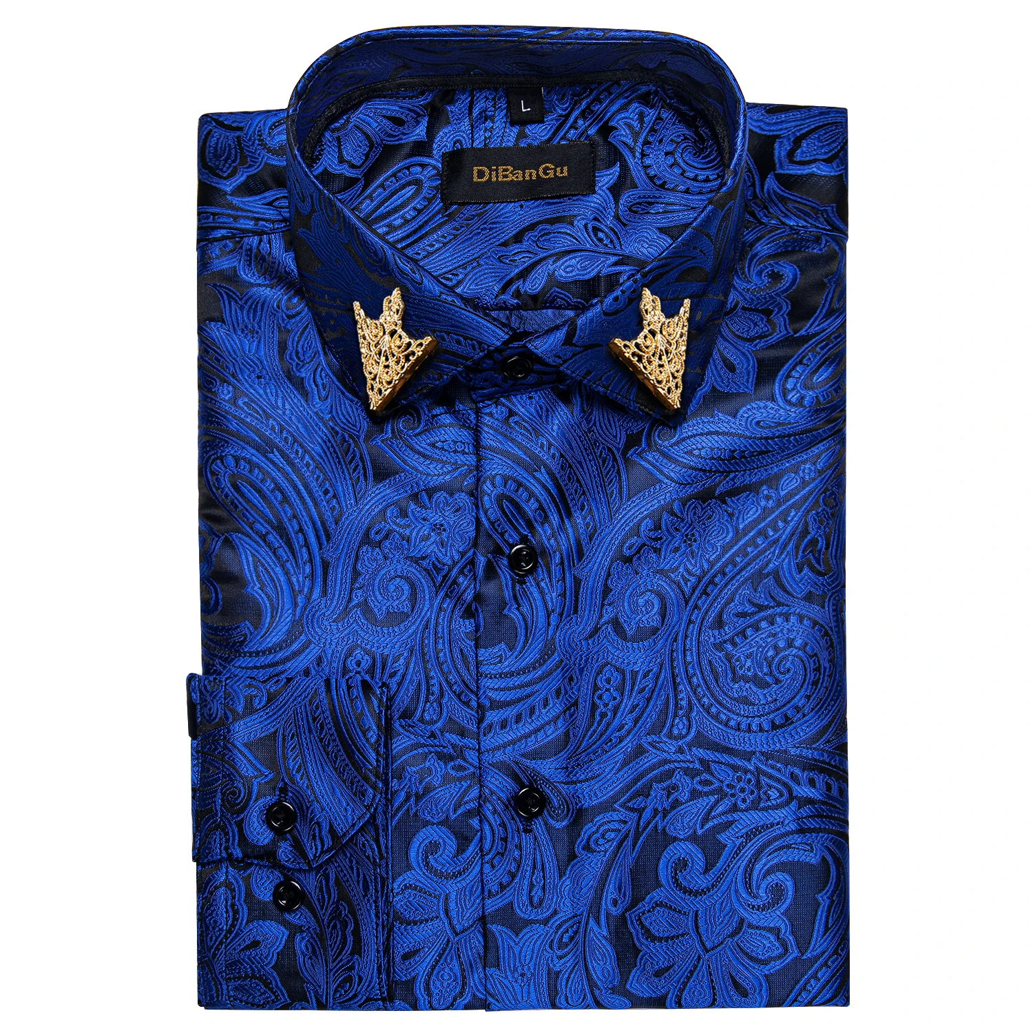 Chemises d\'affaires bleu royal pour hommes, chemisier décontracté pour hommes, col rabattu, cachemire à manches longues, chemise sociale, mode de