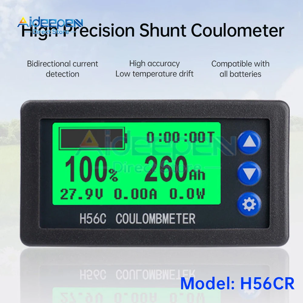 Coulomb Meter Capacidade do Monitor Display Lcd Coulomb Tester Voltímetro Detecção de Amperímetro 100a 200a 300a dc 10100v