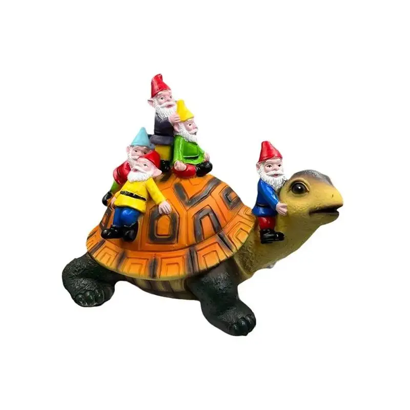 Figurine de tortue en résine AS60-Garden, décoration extérieure, tortue géante assise sur une tortue miniature.