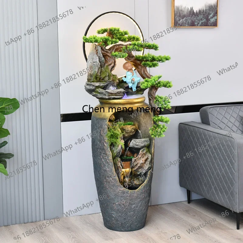 New Chinese rockery Zen TV cabinet next to the floor circulation water ornament off the water feature decoration