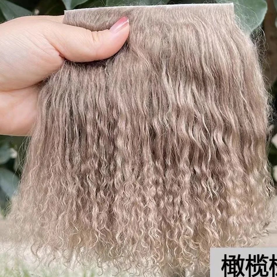 High Quality Sheepskin Wool Lamb Mongolia Fur Pelt Hair Row Curly Hair Extensions BJD SD Blyth Dolls Wigs Hair Wefts Accessories