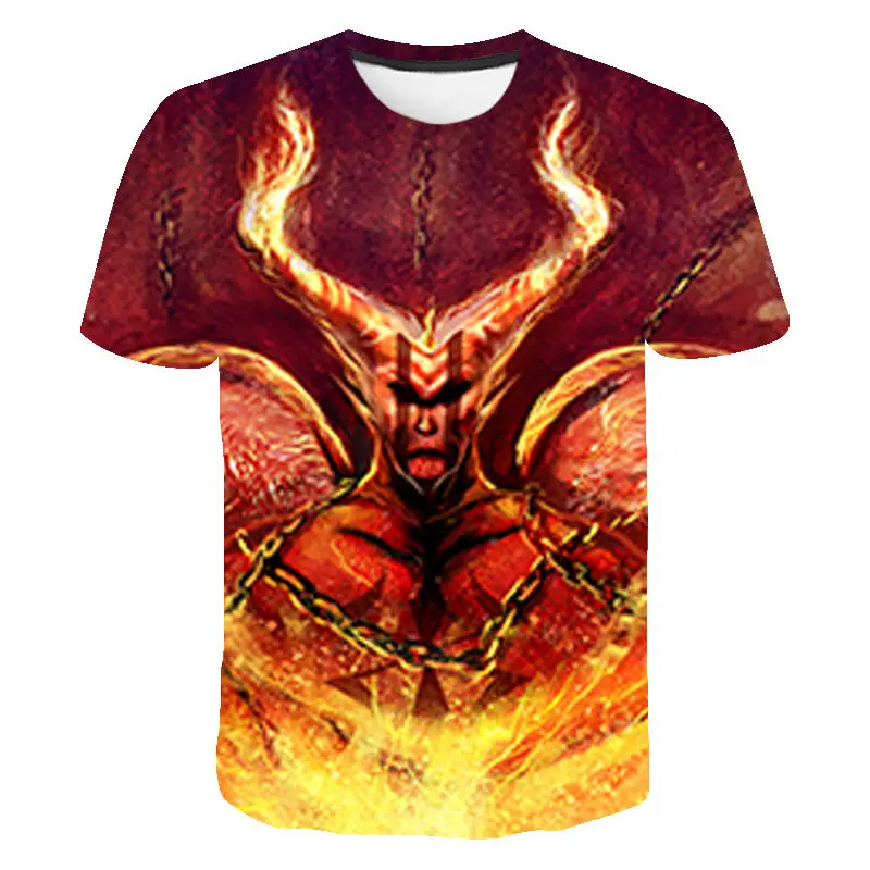 2023 New Summer Fashion Satan Pattern T-shirt Men Women Children 3D Printed Casual Short Sleeve Boy Girl Kids Cartoon Tops