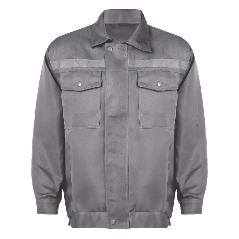 Chaqueta de trabajo con rayas reflectantes para hombres y mujeres, camisa de manga larga, uniforme de trabajo mecánico, ropa de taller de fábrica