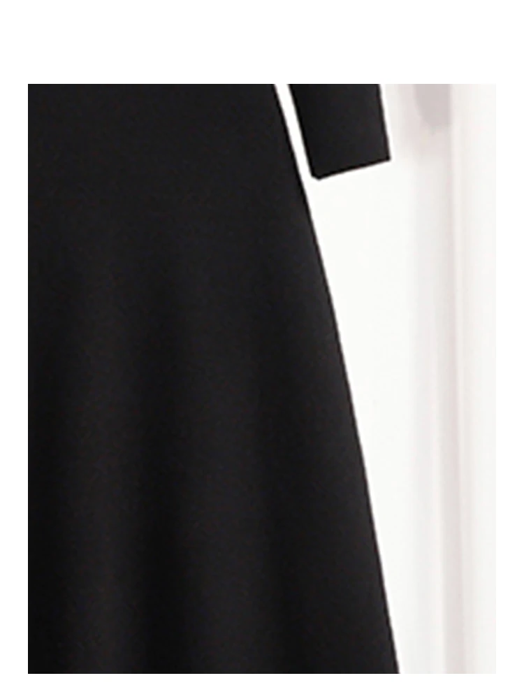 Abito Midi da Donna a Vita Alta, Taglie Forti, a Maniche Lunghe, Stile A-Line, Elegante per l'Autunno Inverno, Ideale per il Lavoro e il Tempo Libero