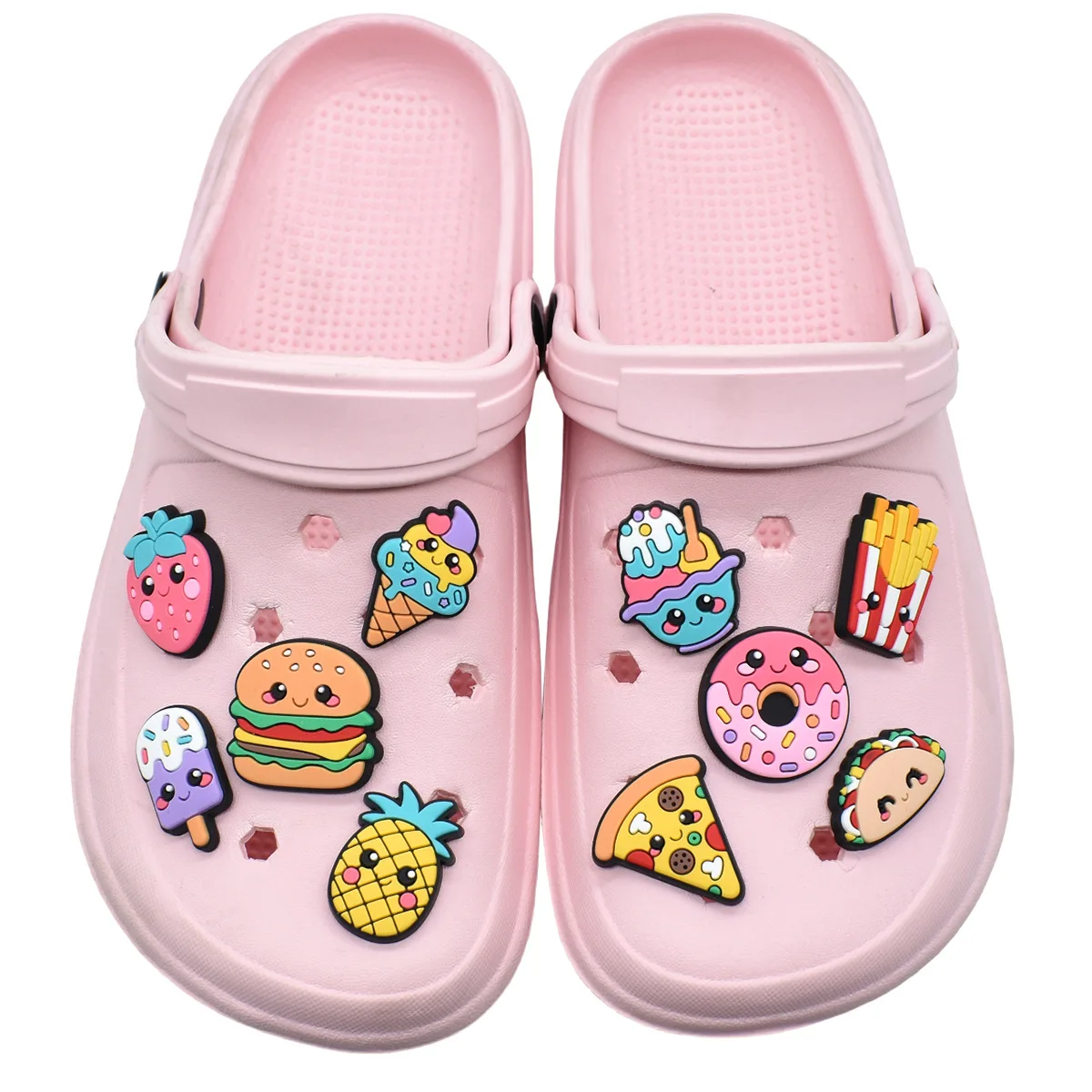 

Милые подвески для обуви с едой для Crocs, аксессуары, подвески, сабо, шлепанцы с пузырьками, украшение для обуви «сделай сам», пряжка, подарки для вечеринки