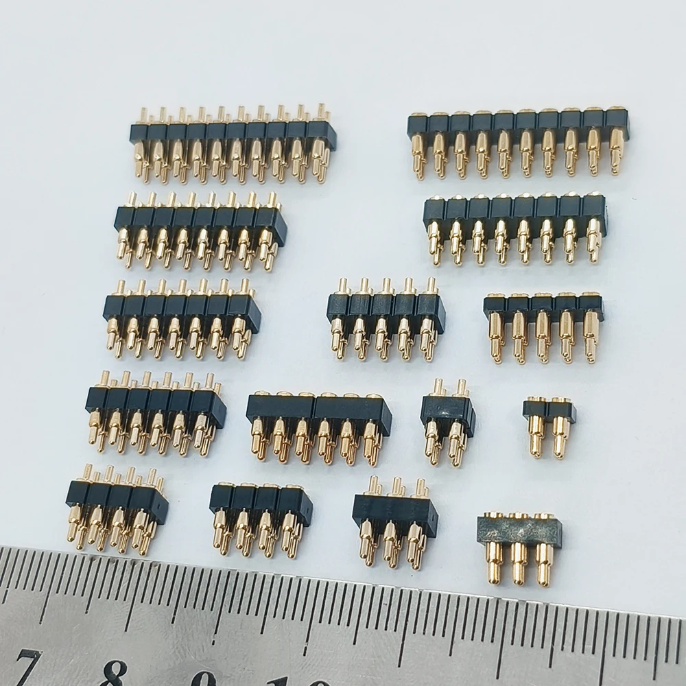 5 Stück federbelasteter Pogo-Pin-Stecker 4 6 8 10 12 14 16 20 Pin zweireihig Oberflächenmontage SMT DIP Höhe 7,0 mm Rastermaß 2,54 mm – Detail 5