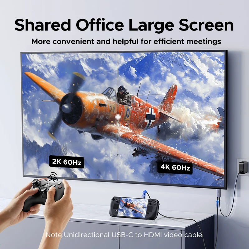 UGREEN Кабель USB C-HDMI с адаптером быстрой зарядки PD 100 Вт 4K при 60 Гц 2-в-1 Thunderbolt Однонаправленный тип C к HDMI 2 метра