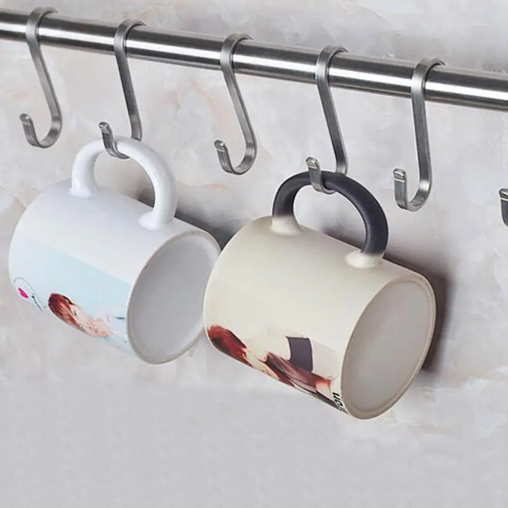 Storage Organizer Bathroom Stainless Steel Heavy Duty Clasp Rack S-Shaped Hanging Hook Holders Suspension Hooks Hanger