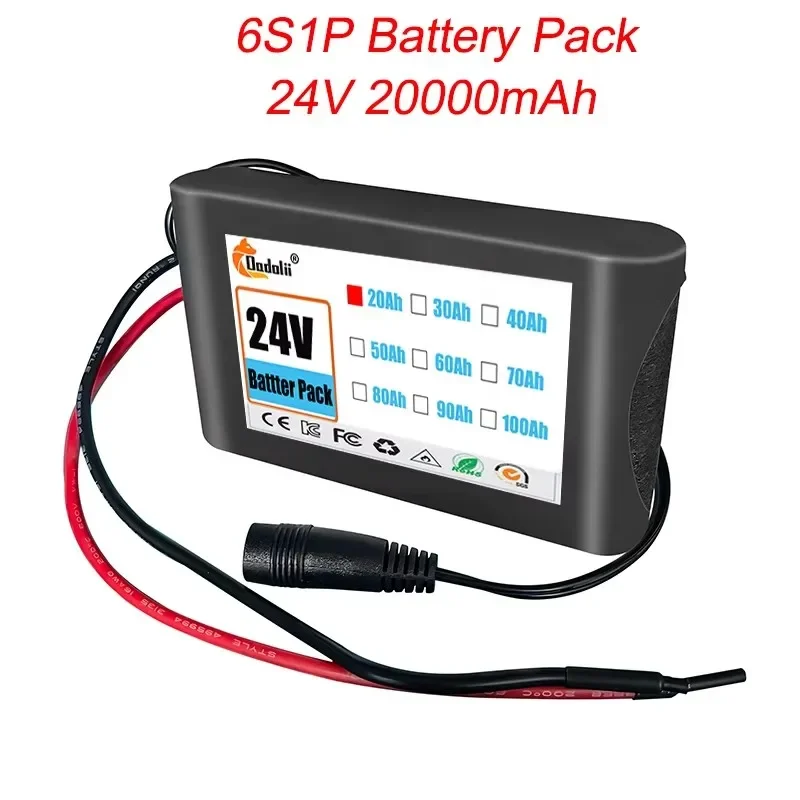 Paquete de batería de 24v 6S1P, batería de iones de litio recargable de 20000mah, capacidad de 20ah para Monitor de cámara CCTV con cargador DC 12,6 v 1A