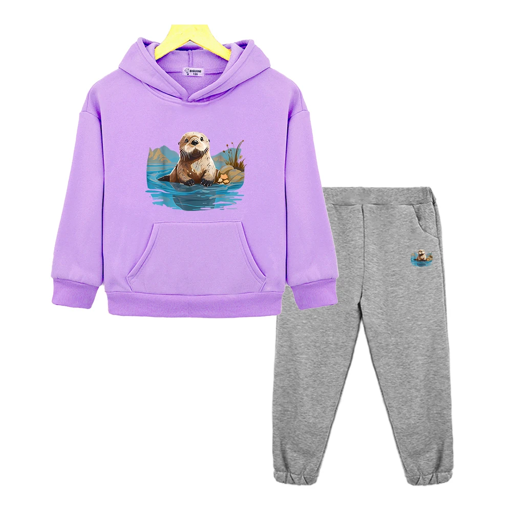 أطفال ملابس Monterey Bay حوض السمك البحر قضاعة هوديي جاكيت من الصوف البلوز الخريف 2 قطعة البلوز بانت بنين بنات مقنعين مجموعات