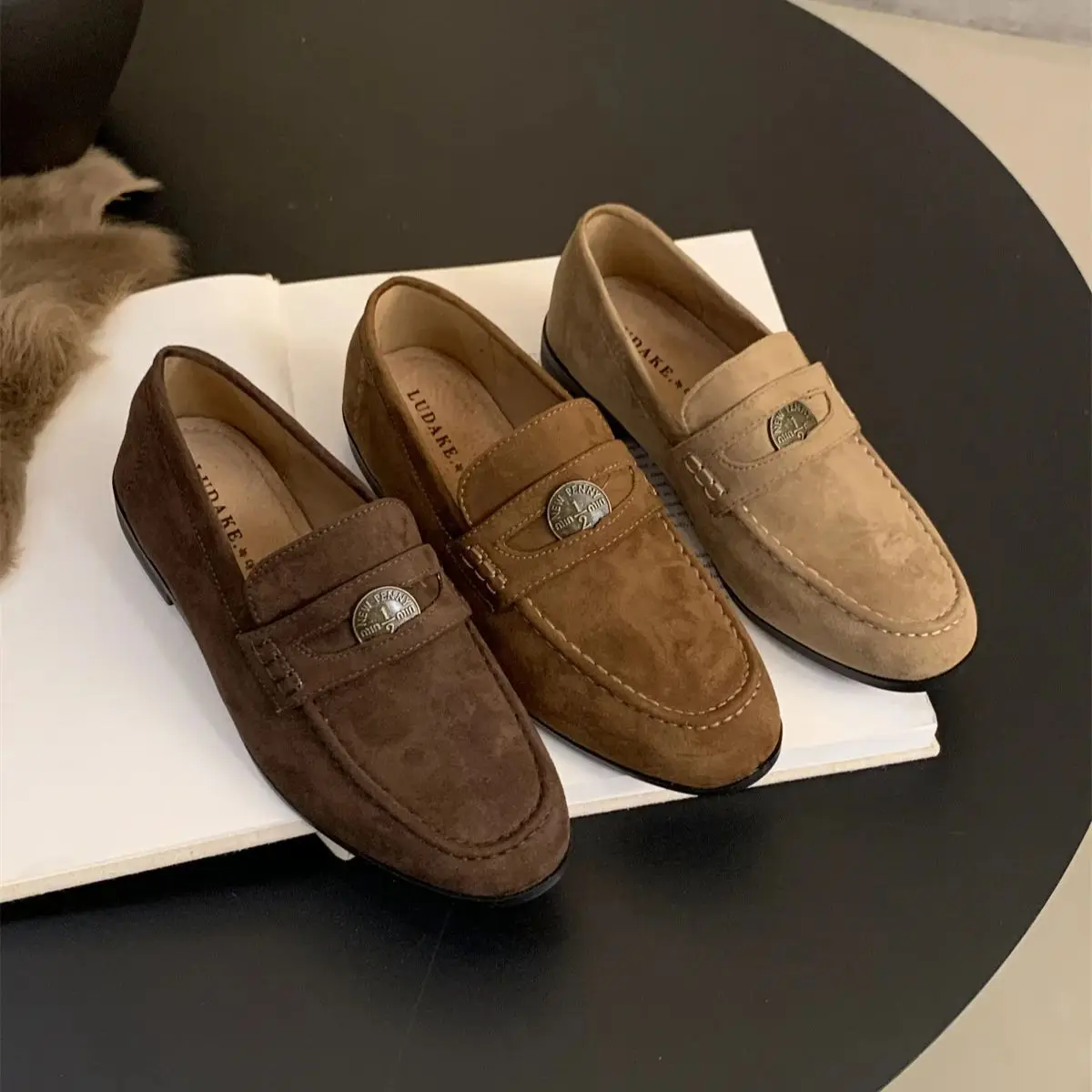 

Flats Classic Ladies Slip-on Handmade Penny Loafers Autumn 2024 New Designer Mules Shoes Female Retro Moccasins Zapatos De Mujer