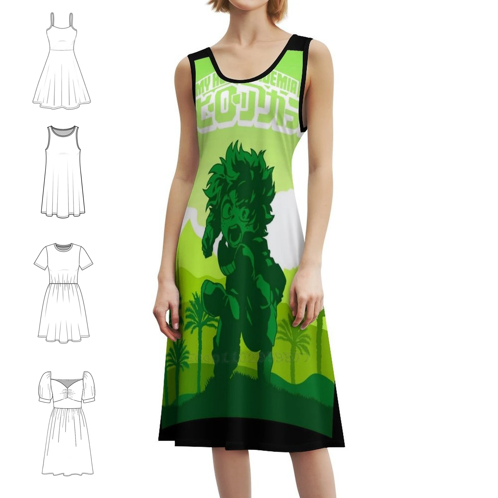 فستان Bakugo النسائي الهيب هوب ملابس الشارع الشهير جرافيك مطبوع للحفلات ملابس النادي Deku Deku Boku No Hero Deku فساتين نسائية أنيمي Deku #1