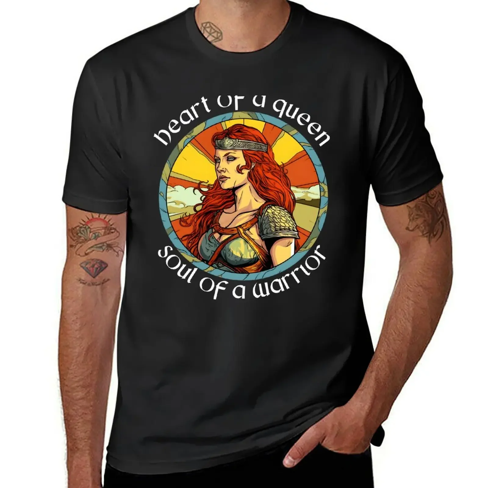 

Boudicca Boudica boadicea Heart of a Queen Soul of a Warrior Celtic Iceni T-shirt funnys mens big and tall t shirts