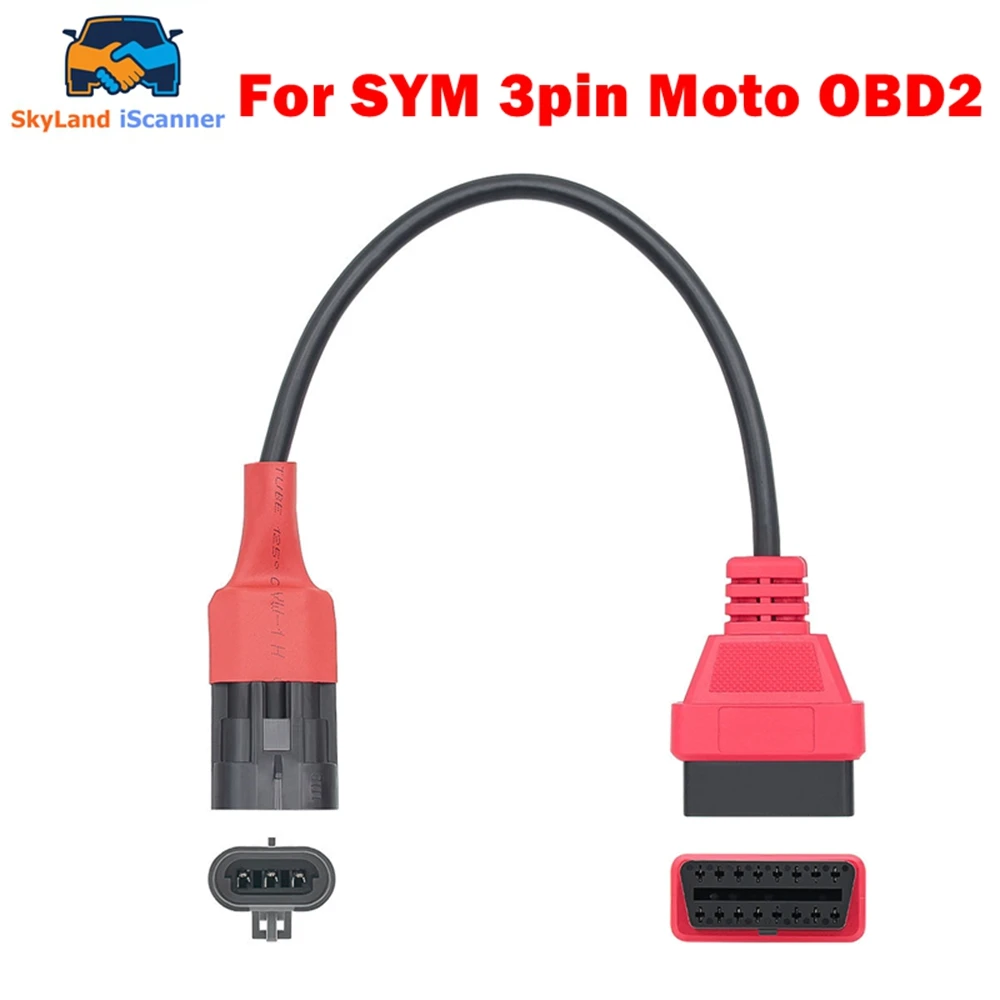 

Super practical for SYM 3Pin To OBD2 16 Pin Diagnostic Adapter OBD 2 Scanner Motorcycle Extension Cable OBD Moto Connector Plug