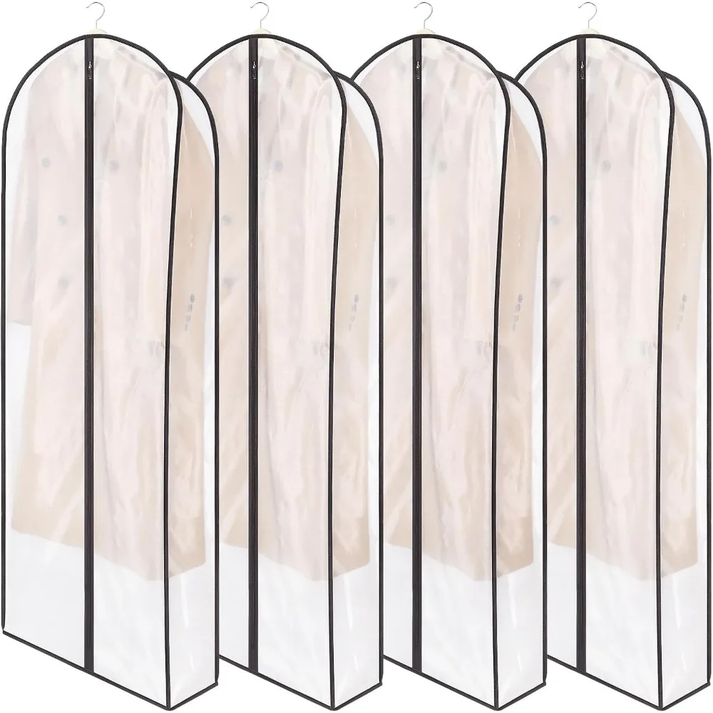 أكياس تخزين السترات الجلدية المسامية، 60 أغطية فساتين وثوب غبار مع 7 أغطية لتعليق الملابس