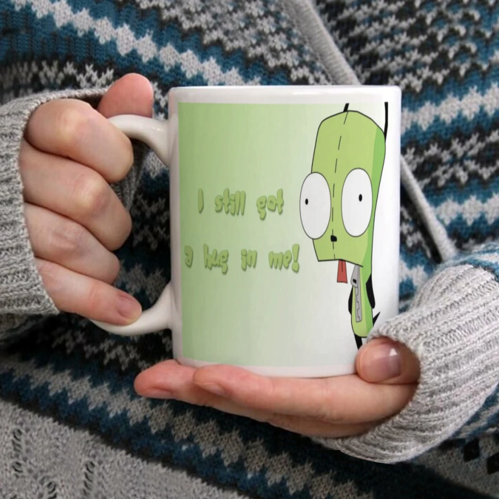 I-Invader Z-Zim Cartoon Coffee Mug 11oz Fun Ceramic Coffee Tea Cocoa Cup Handle Tea Drink Cup