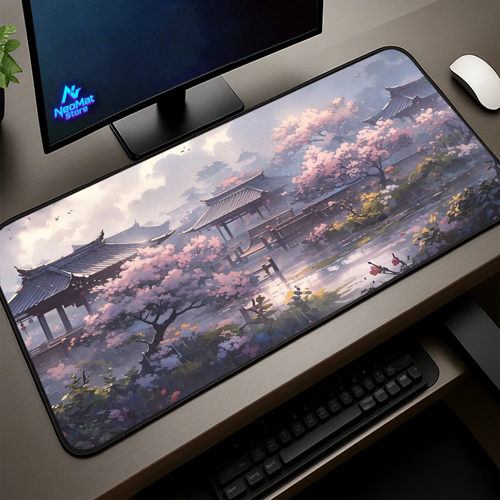 

Cherry Blossom Mouse Pad Japan Desk Mat Purple Sakura Chinese Playmats Aesthetic Xxl Office Supplies Large Carpet for Computer