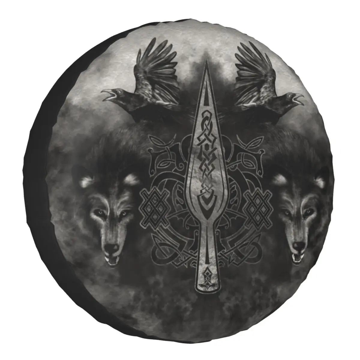 Gungnir Spear Of Odin Spare Tire Cover for Honda CRV Valhalla Viking Norse Wolf 4WD SUV Car Wheel Protector  Inch