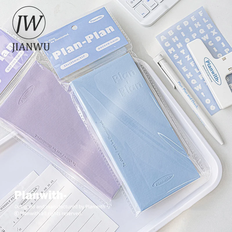 JIANWU 80 Sheets/book Simple PU Embossed Cover Notebook Creative DIY Student Supplies Stationery