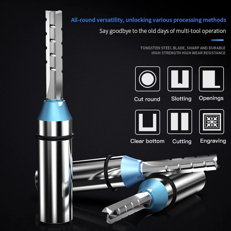 HUHAO 12.7mm Straight Milling Cutter TCT Trimming Slotting Wood CNC Router Bit MDF Engraving Carbide End Mill Woodworking Tool