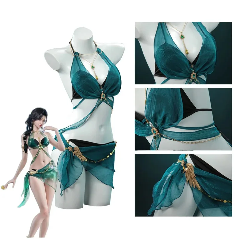 Game : Bladepoint Naraka Cosplay Costume Skin Tube Tops Summer Day Swimsuit Beach Sexy Bikini Wig Woman Carnival Suits;2k,j'x.8;