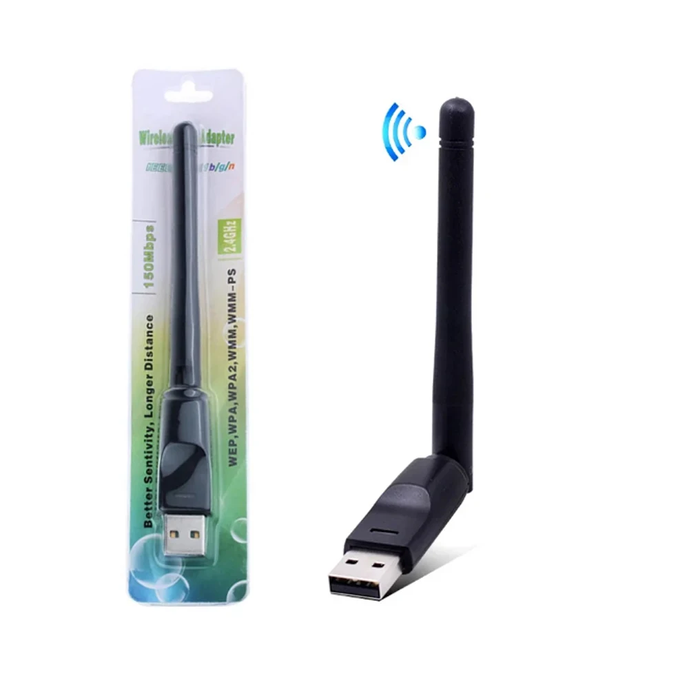 150Mbps MT7601 USB صغير واي فاي محول 2.4 جيجا هرتز بطاقة الشبكة اللاسلكية 802.11 b /g/n استقبال واي فاي LAN دونغل لصندوق فك التشفير RTL8188