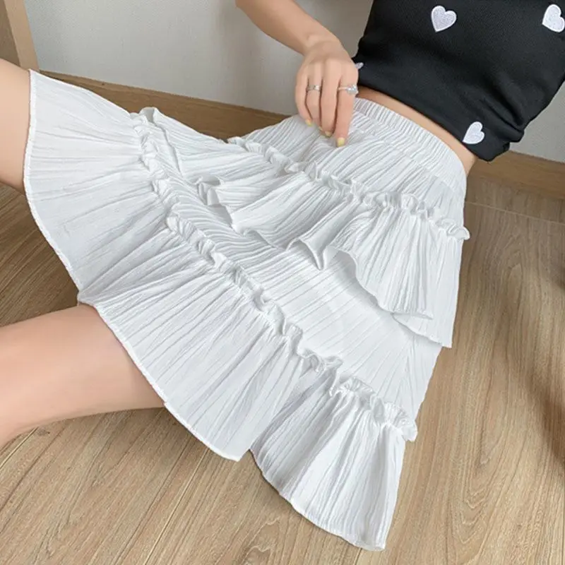 Stylish Cake Dress Women's Summer Mini Skirt 2025 High-Waisted Girl Halfskirt A-LINE Sexy White Short Skirts for Woman