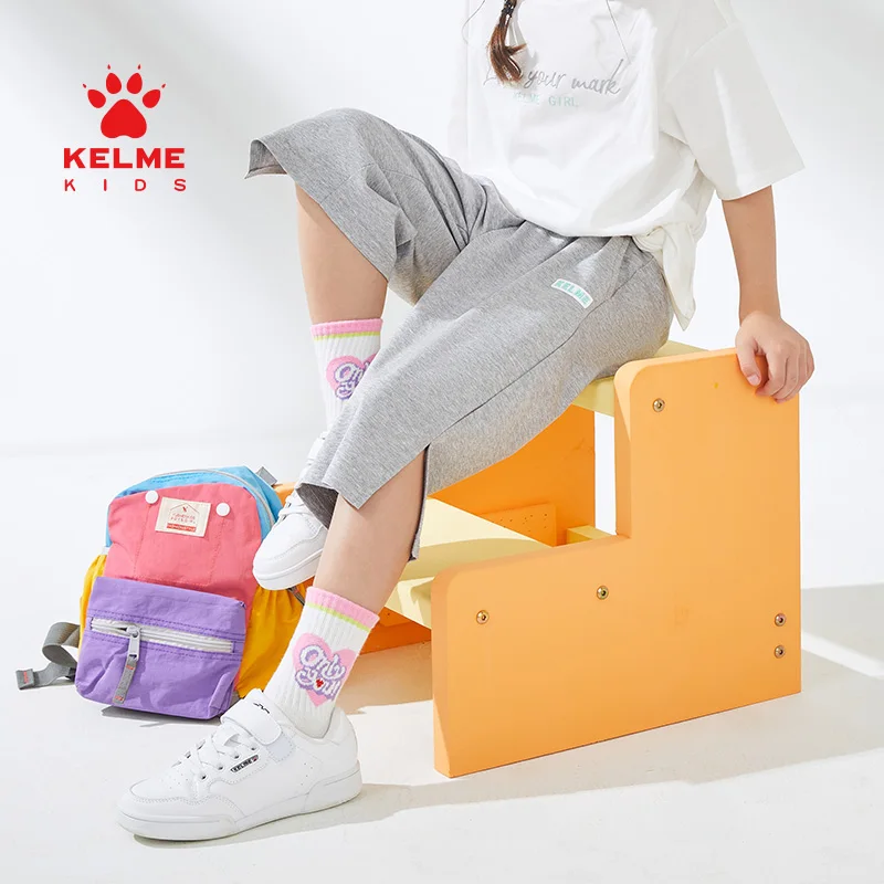 

KELME KIDS Children's Pants Girls' Knitted Cropped Pants Summer New Light And Comfortable Fashion Split Casual Pants 5227ZK4122