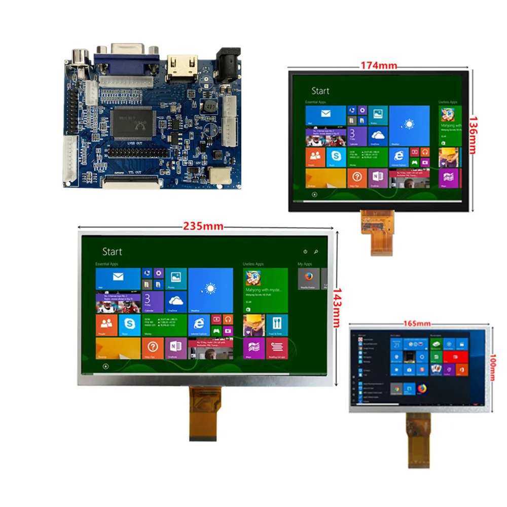 

6.5/7/8/9/10.1-inch Screen Display LCD Monitor AV/VGA/HDMI Driver Control Board Compatible For Lattepanda,Banana/Raspberry Pi PC