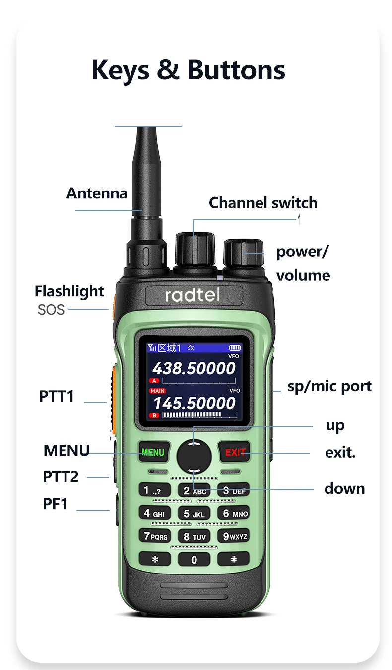 Imagem -06 - Radtel-walkie Talkie Rt330 Gps Bluetooth Programação de Aplicativos Potência 10w Banda Completa de 136520mhz tx rx Banda de ar Noaa Usb c