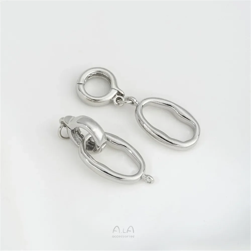 14K Gold Wrapped Oval Double Loop Pearl Bracelet Necklace Connection Buckle Pendant Buckle DIY Jewelry Accessories