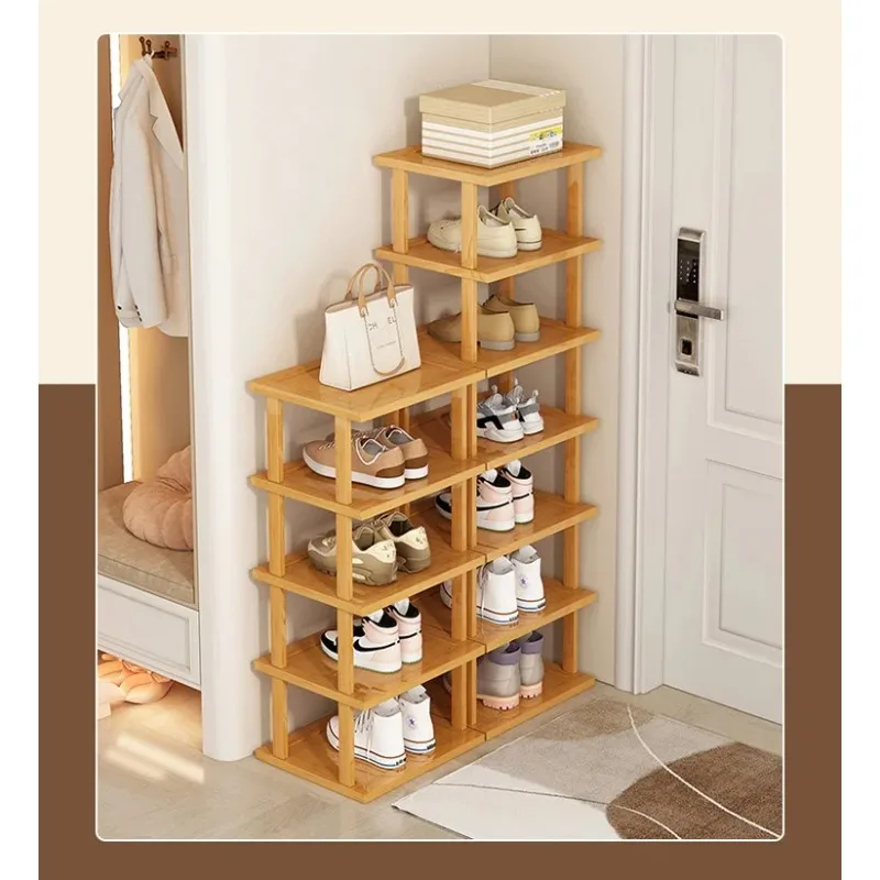 Space Saving Shoe Oraganizer Bamboo Shoe Rack Multi-Layer Shoe Shelf Organizer for Entrance Balcony Assembly Shoe Rack Cabinet