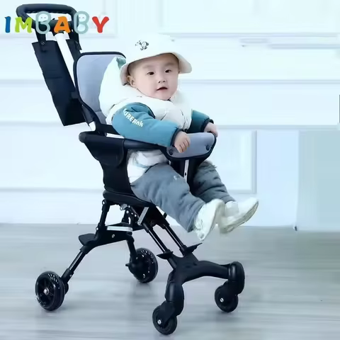 IMBABY 아기 유모차 휴대용 유모차 경량 유모차 아기를위한 여행 트롤리 접이식 4 륜 아기 카트 양방향 좌석