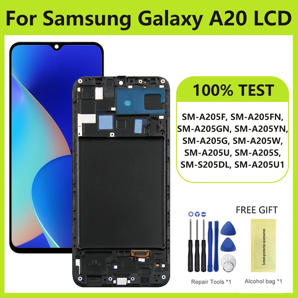 AMOLED For Samsung Galaxy A20 SM-A205F LCD Display Touch Screen Digitizer for Samsung A20 A205 A205F A205G A205W A205U A205FN