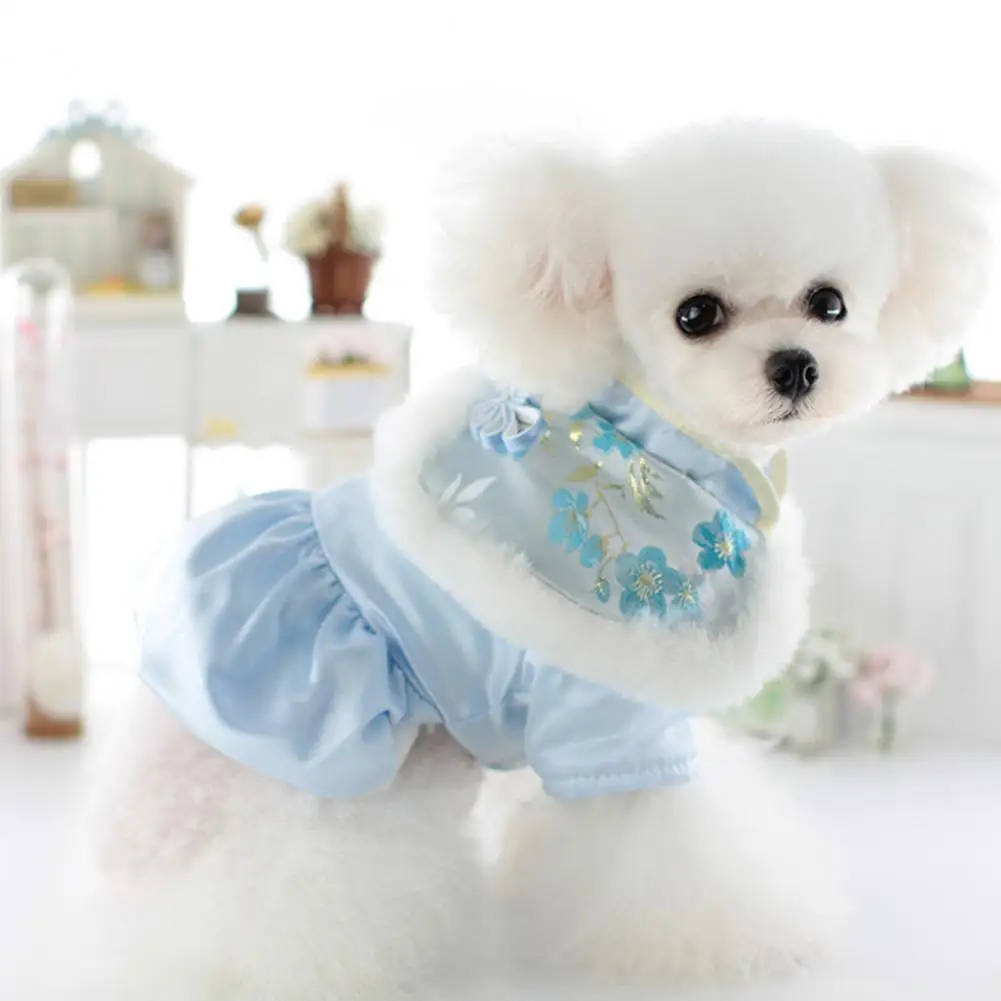 

Cute Pet Clothes Precise Wiring Pet Dress Stylish Dog Cat Tang Suit Costumes Exquisite Details Button Closure for Festive New