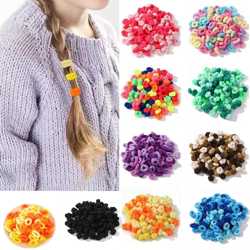 100 Stücke Kinder Elastische Haarbänder Mädchen Bunte Haargummis Pferdeschwanzhalter Gummibänder Kleine Scrunchie Kinder Haarschmuck