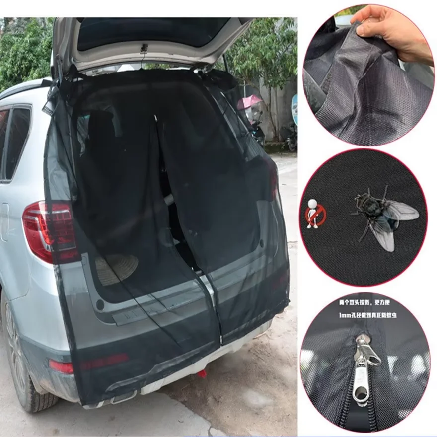 Magnetic trunk mesh breathable, mosquito resistant, environmentally friendly mesh curtains SUV tailgate mosquito net RV Summer