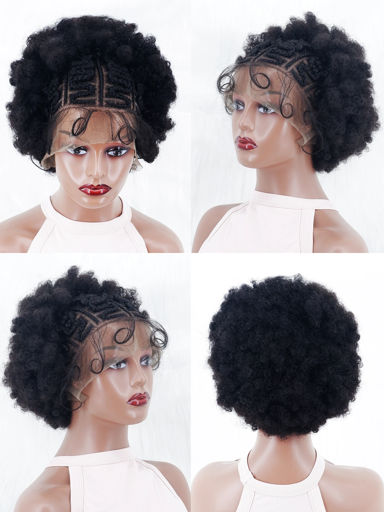 Afro verworrene lockige synthetische Haar perücke mit Babyhaar natürliche kurze Bob perücken für schwarze Frauen vordere Spitzen perücken geflochtene Perücke