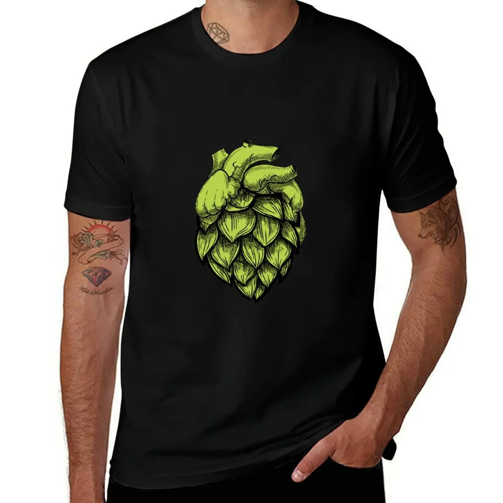 Heart Shaped Hops green T-Shirt graphics plain Men's t shirts