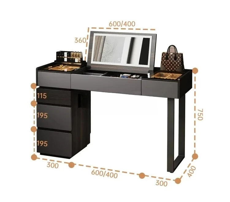 

Итальянский откидной зеркальный комод из цельного дерева, шкаф для хранения в главной спальне, новый легкий роскошный столик для макияжа, сундук 7446