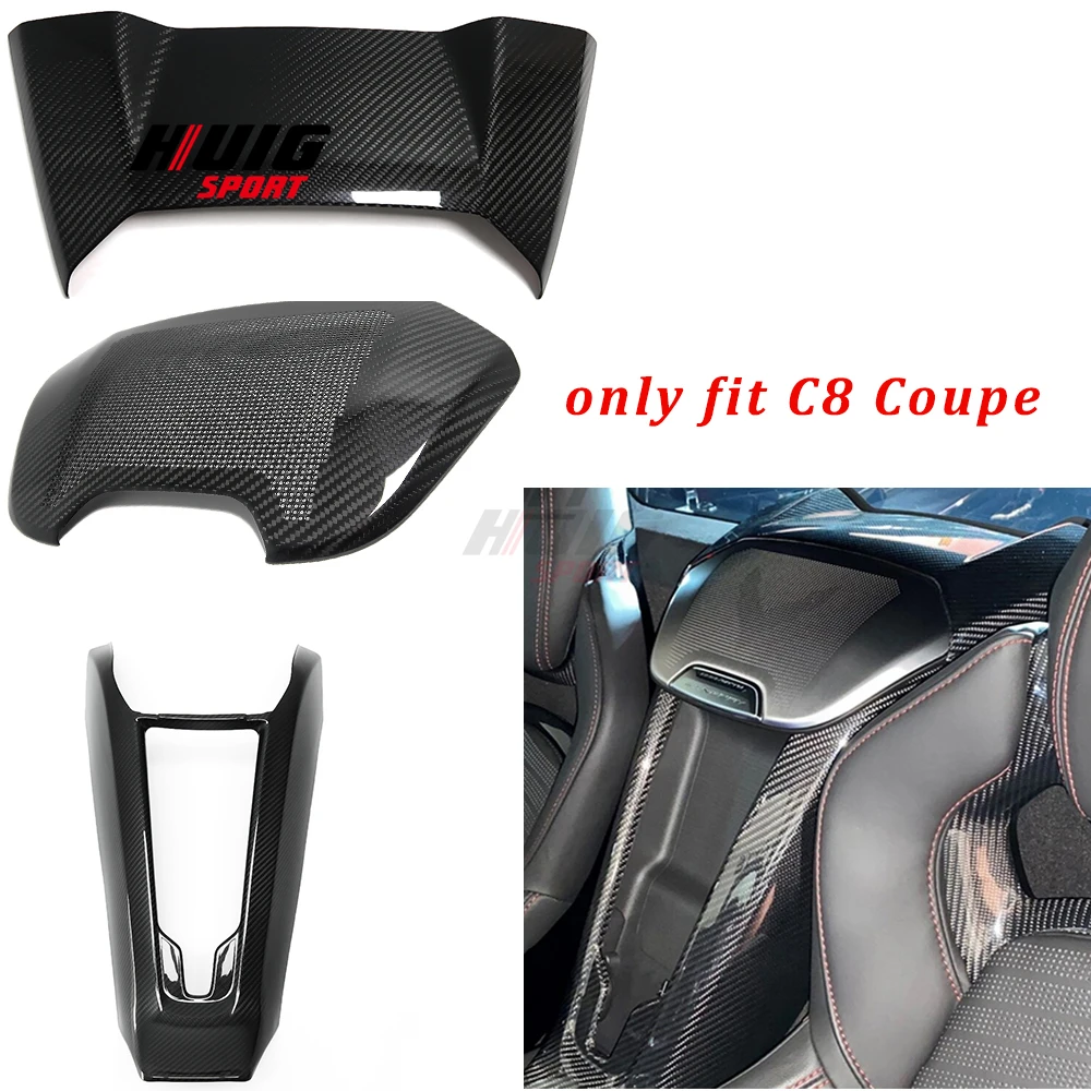 

For Corvette C8 Coupe 2020-2024 Carbon Fiber Car Interior Console Wireless Charger Rear Seat Speaker Sticker With Top Panel Trim