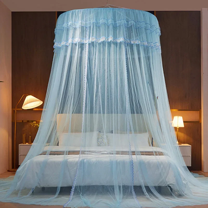 Dome Diameter 1.2M Hang Ceiling Mosquito Net Palace Princess Floor Standing Curtains Full Sizes Installation-Free Bed Canopy