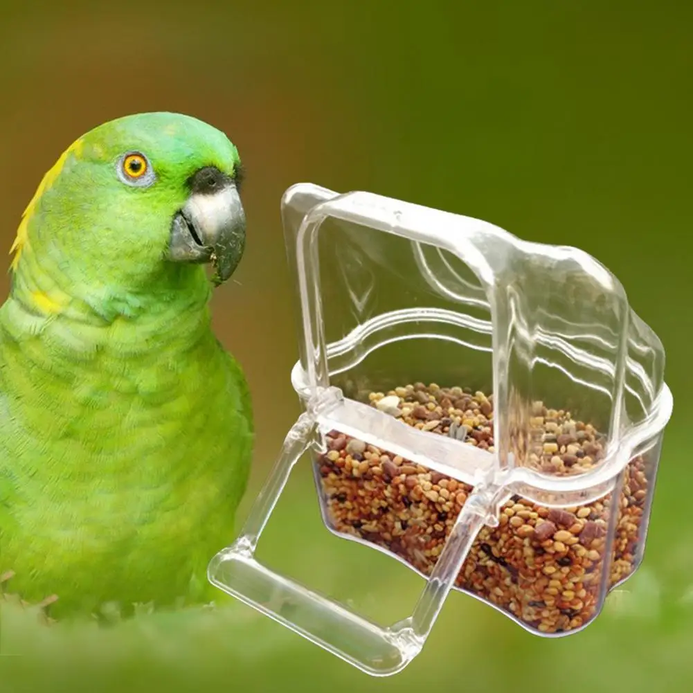 Plastic 2Pcs Eco-friendly Parrot Feeder Food Dispenser Anti-spill Bird Feeder Smooth Edge Cage Accessories