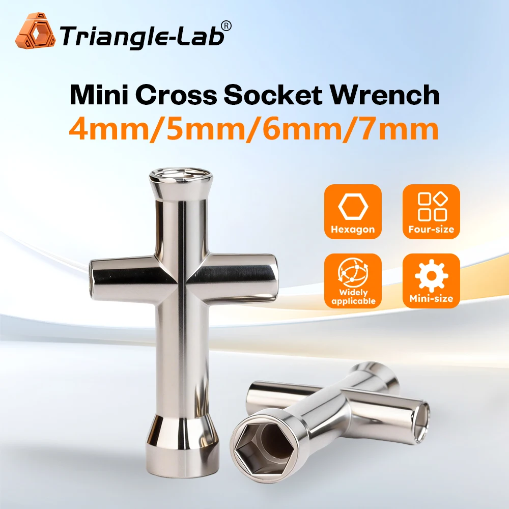 

Trianglelab® Mini Cross-Head Socket Wrench four size 4mm 5mm 6mm 7mm lightweight Titanium steel for M4 M5 M6 M7 V5 V6 nozzle